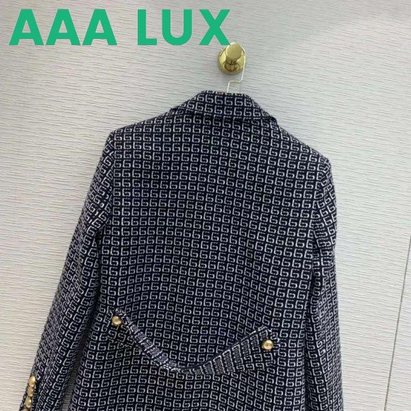 Replica Gucci Women Square G Wool Jacket in Boxy Fit-Navy 7