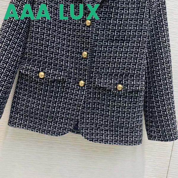 Replica Gucci Women Square G Wool Jacket in Boxy Fit-Navy 8