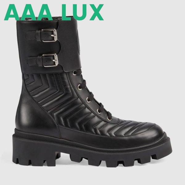 Replica Gucci GG Women’s Boot with Interlocking G Black Chevron Matelassè Leather 2