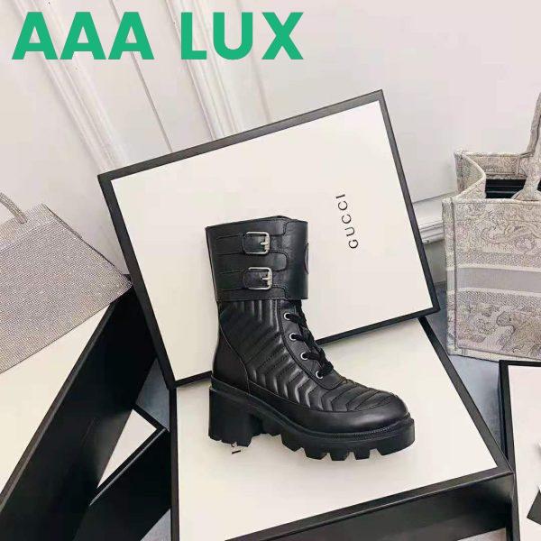 Replica Gucci GG Women’s Boot with Interlocking G Black Chevron Matelassè Leather 3
