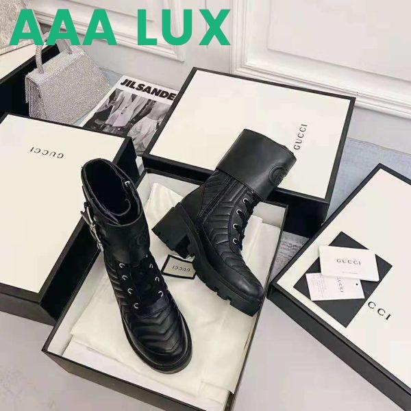 Replica Gucci GG Women’s Boot with Interlocking G Black Chevron Matelassè Leather 6