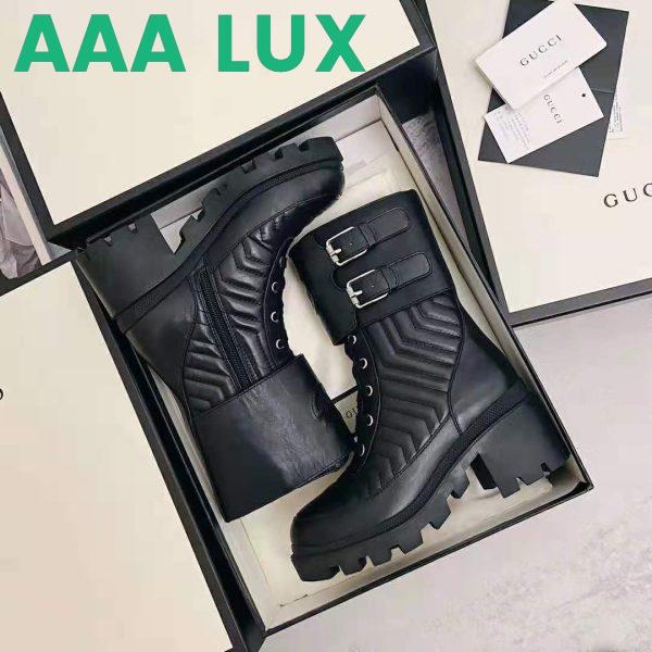 Replica Gucci GG Women’s Boot with Interlocking G Black Chevron Matelassè Leather 8