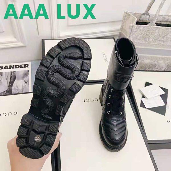 Replica Gucci GG Women’s Boot with Interlocking G Black Chevron Matelassè Leather 10