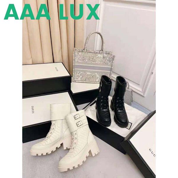 Replica Gucci GG Women’s Boot with Interlocking G Black Chevron Matelassè Leather 12