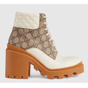Replica Gucci GG Women’s GG Ankle Boot Beige Ebony GG Supreme Canvas 7 cm Heel 2