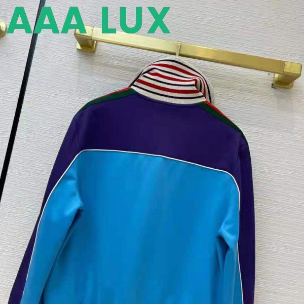 Replica Gucci Women Technical Jersey Zip-Up Jacket with Web Interlocking G-Blue 7
