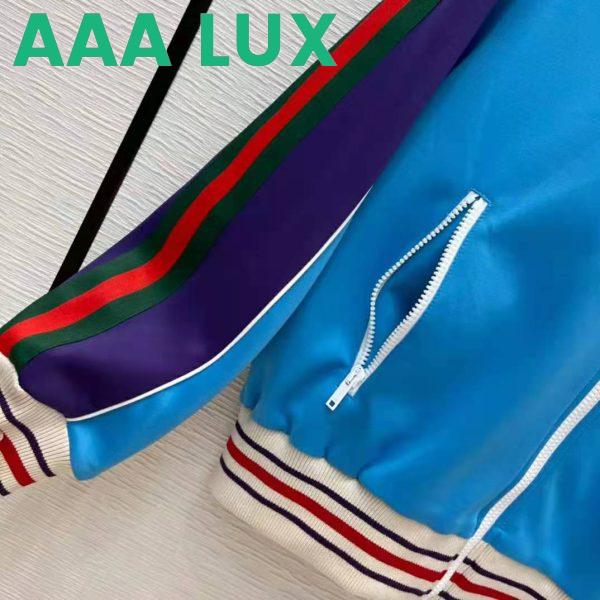 Replica Gucci Women Technical Jersey Zip-Up Jacket with Web Interlocking G-Blue 8