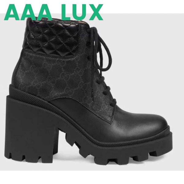 Replica Gucci GG Women’s GG Ankle Boot Black GG Supreme Canvas 7 cm Heel