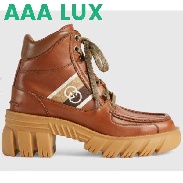 Replica Gucci Unisex Ankle Boot with Interlocking G Cuir Leather Interlocking G Jacquard Stripe