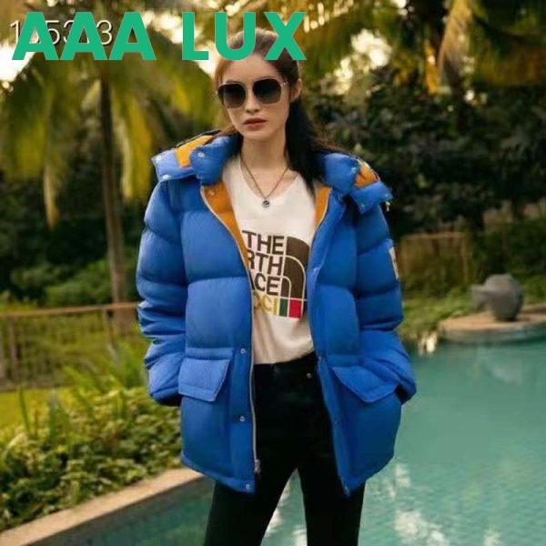 Replica Gucci Women The North Face x Gucci Nylon Jacket Blue Soft Nylon 3