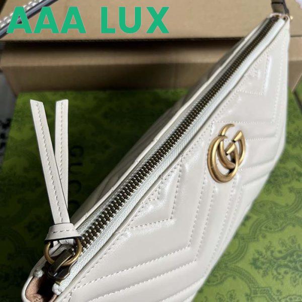 Replica Gucci Women GG Marmont Shoulder Bag White Matelassé Chevron Leather Double G 6