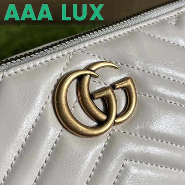 Replica Gucci Women GG Marmont Shoulder Bag White Matelassé Chevron Leather Double G 8