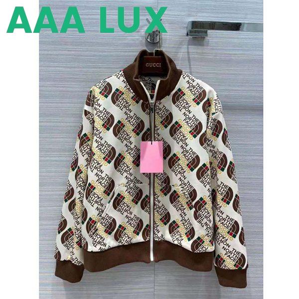 Replica Gucci Women The North Face x Gucci Web Print Technical Jersey Jacket Polyester Cotton 2