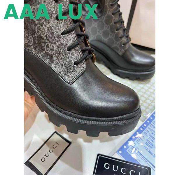 Replica Gucci Women Ankle Boots Black GG Supreme Canvas Rubber Lace-Up High Heel 8