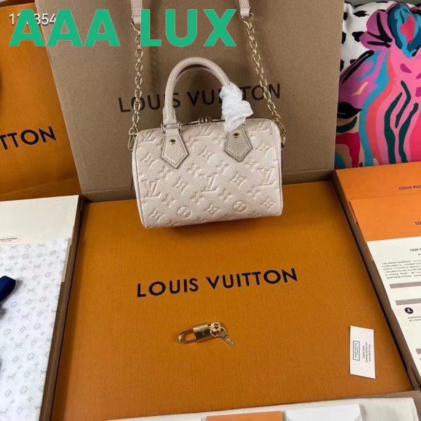 Replica Louis Vuitton Women LV Speedy Bandouliere 20 Bag Beige Embossed Grained Cowhide Leather 8