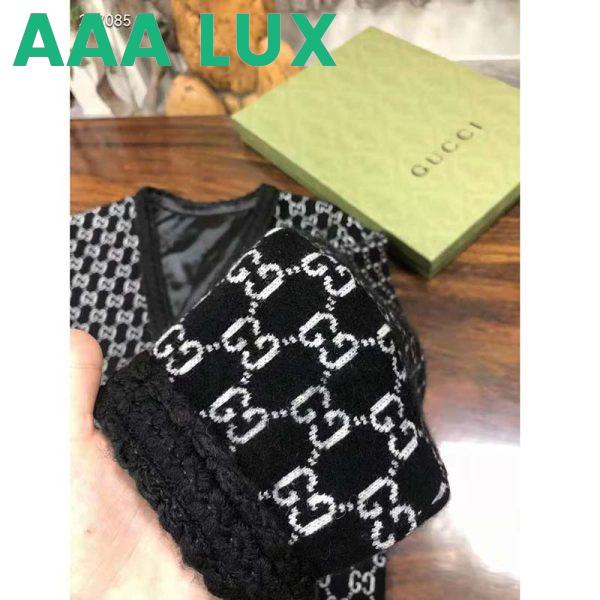 Replica Gucci Women Wool GG Jacquard Cardigan Black V-Neck Sweater 7
