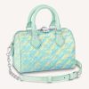 Replica Louis Vuitton Women LV Speedy Bandouliere 20 Bag Green Embossed Grained Cowhide Leather