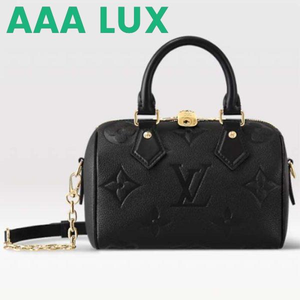 Replica Louis Vuitton Women LV Speedy Bandoulière 20 Black Embossed Grained Cowhide Leather