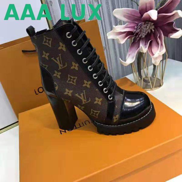Replica Louis Vuitton LV Women Star Trail Ankle Boot in Black Calf Leather with Monogram Canvas-Brown 3