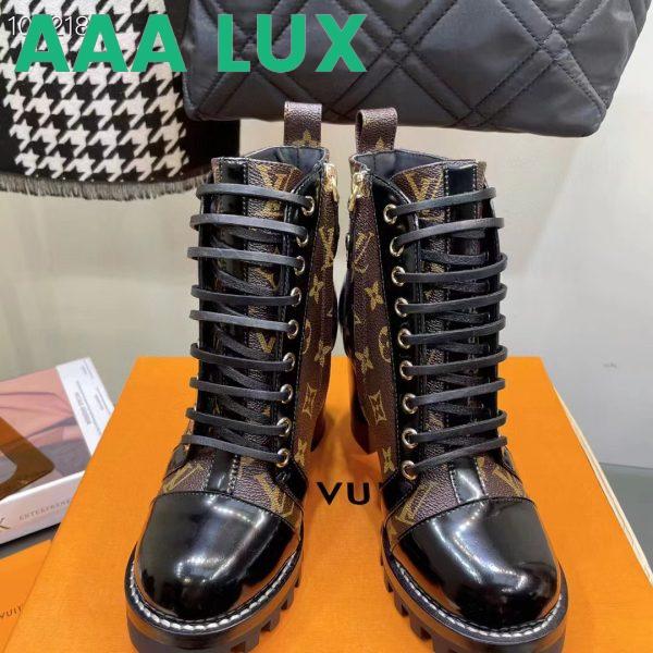 Replica Louis Vuitton LV Women Star Trail Ankle Boot in Black Calf Leather with Monogram Canvas-Brown 4