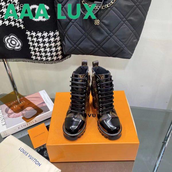 Replica Louis Vuitton LV Women Star Trail Ankle Boot in Black Calf Leather with Monogram Canvas-Brown 6