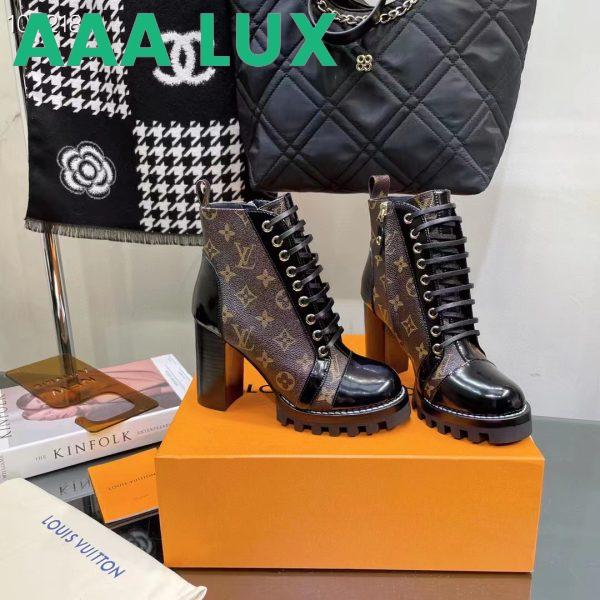 Replica Louis Vuitton LV Women Star Trail Ankle Boot in Black Calf Leather with Monogram Canvas-Brown 7