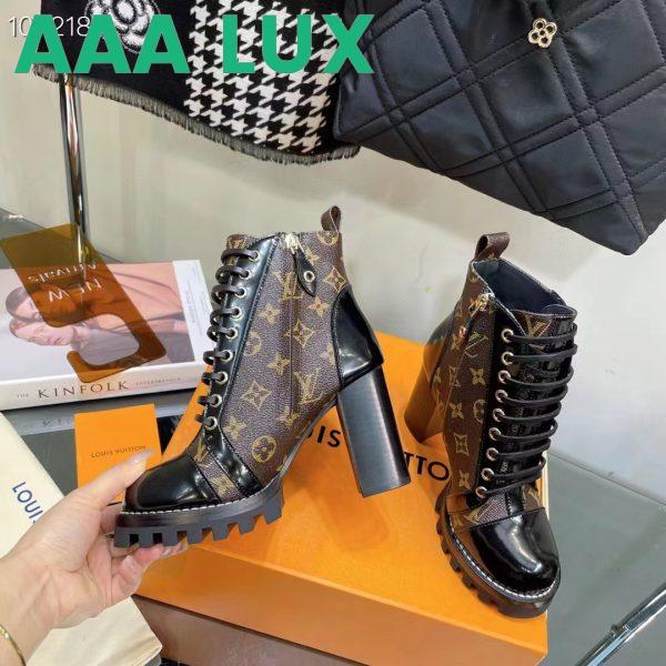 Replica Louis Vuitton LV Women Star Trail Ankle Boot in Black Calf Leather with Monogram Canvas-Brown 8