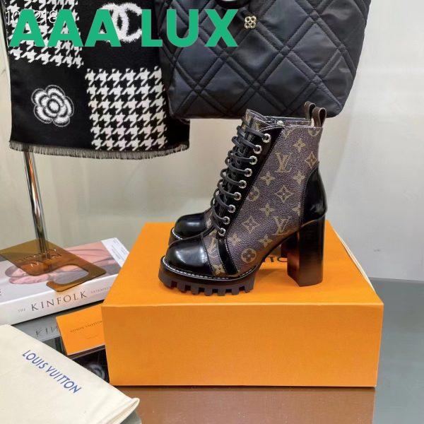Replica Louis Vuitton LV Women Star Trail Ankle Boot in Black Calf Leather with Monogram Canvas-Brown 9