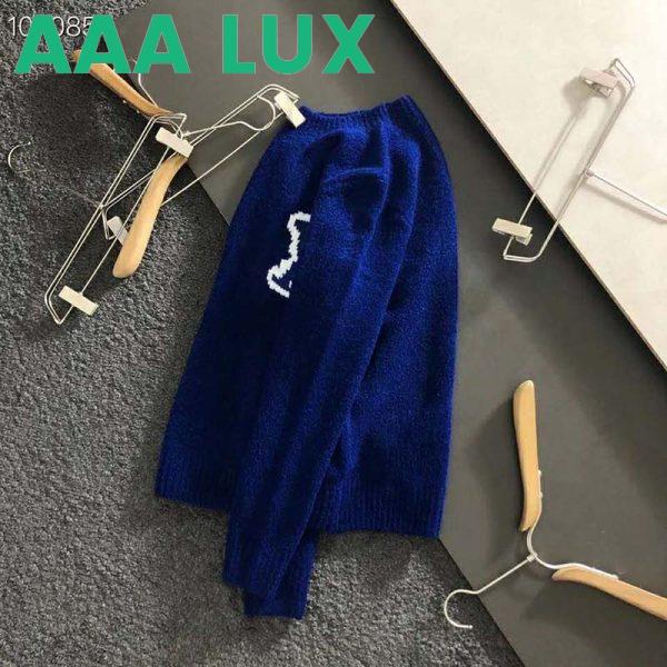 Replica Louis Vuitton LV Women LV Intarsia Crewneck Regular Fit Wool-Blue 5