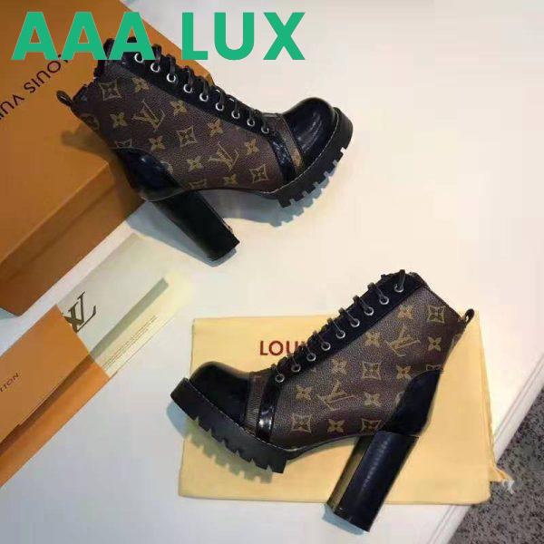 Replica Louis Vuitton LV Women Star Trail Ankle Boot in Black Calf Leather with Monogram Canvas-Brown 11