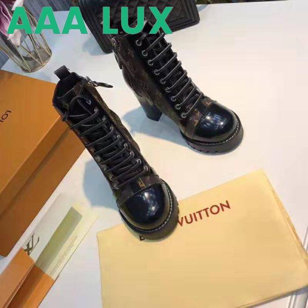 Replica Louis Vuitton LV Women Star Trail Ankle Boot in Black Calf Leather with Monogram Canvas-Brown 12