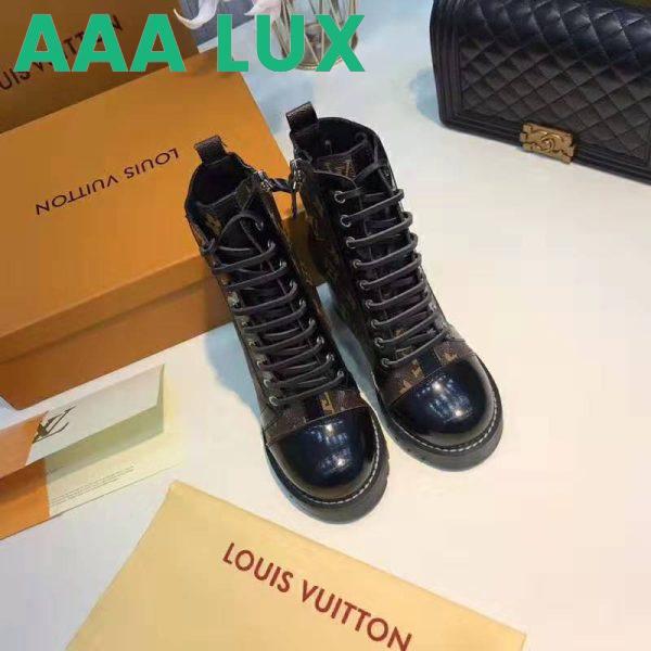 Replica Louis Vuitton LV Women Star Trail Ankle Boot in Black Calf Leather with Monogram Canvas-Brown 13