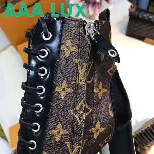 Replica Louis Vuitton LV Women Star Trail Ankle Boot in Black Calf Leather with Monogram Canvas-Brown 17