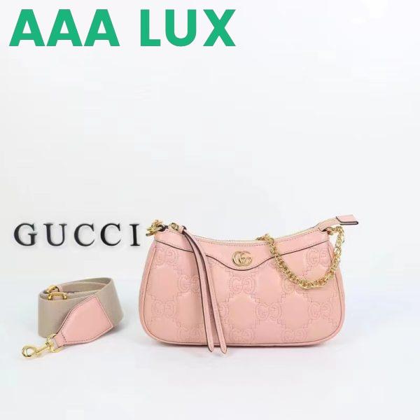 Replica Gucci Women GG Matelassé Handbag Pink GG Matelassé Leather Double G 3