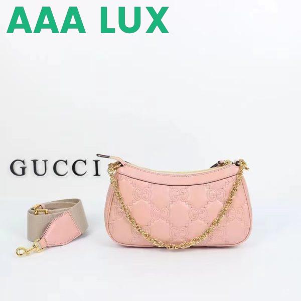 Replica Gucci Women GG Matelassé Handbag Pink GG Matelassé Leather Double G 4
