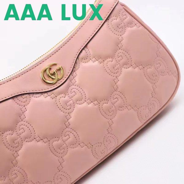 Replica Gucci Women GG Matelassé Handbag Pink GG Matelassé Leather Double G 9