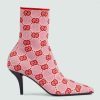 Replica Gucci Women GG Mid-Heel Ankle Boot Horsebit Black Leather 6 Cm Heel 14