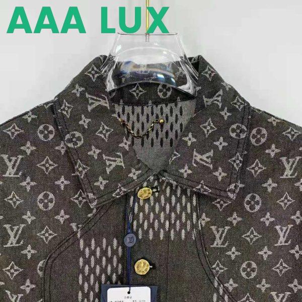 Replica Louis Vuitton Men Giant Damier Waves Monogram Denim Jacket Cotton Regular Fit-Black 5
