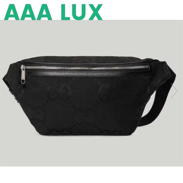 Replica Gucci Unisex GG Jumbo GG Belt Bag Black Leather Canvas Zip Closure