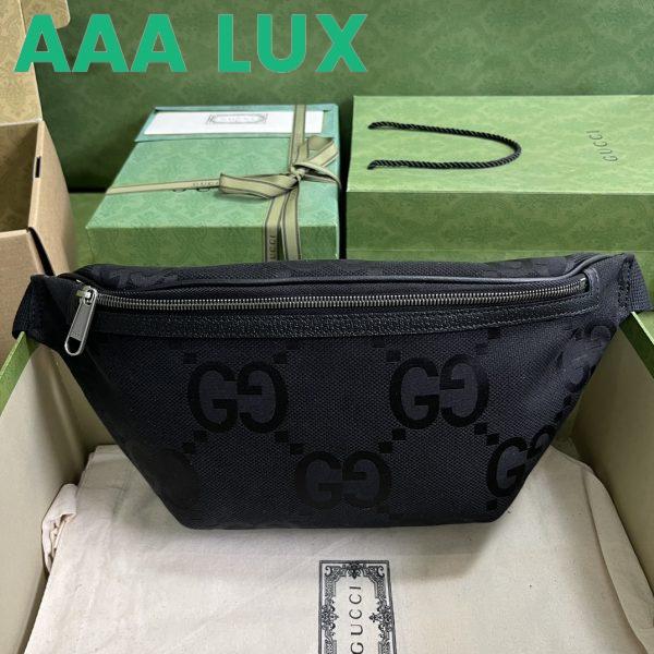 Replica Gucci Unisex GG Jumbo GG Belt Bag Black Leather Canvas Zip Closure 3