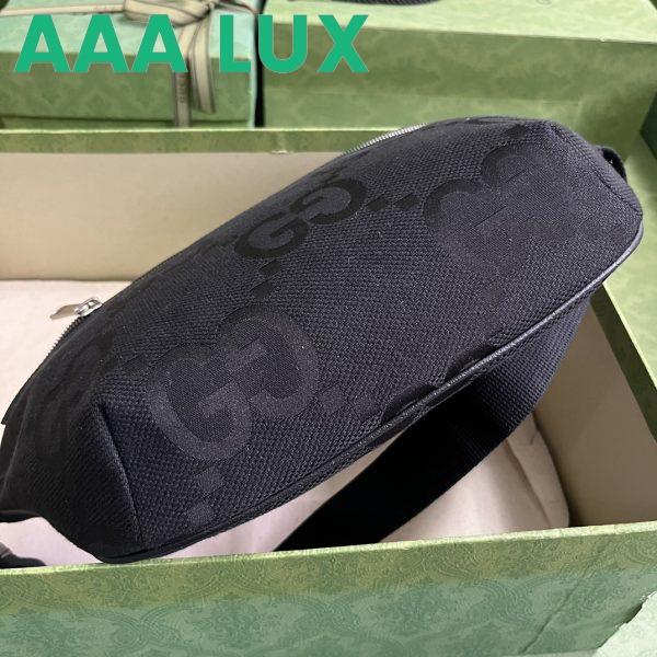 Replica Gucci Unisex GG Jumbo GG Belt Bag Black Leather Canvas Zip Closure 5