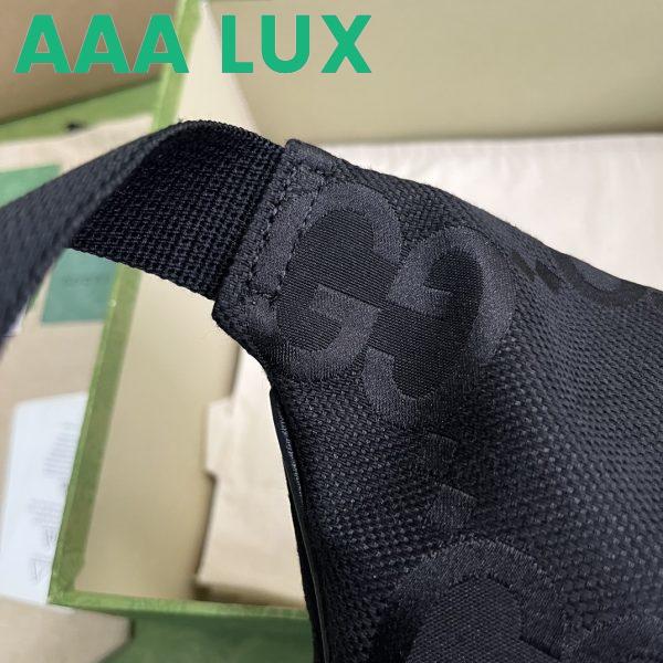 Replica Gucci Unisex GG Jumbo GG Belt Bag Black Leather Canvas Zip Closure 10