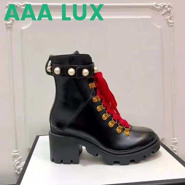Replica Gucci Women Gucci Leather Ankle Boot in Black Shiny Leather 7.6 cm 3