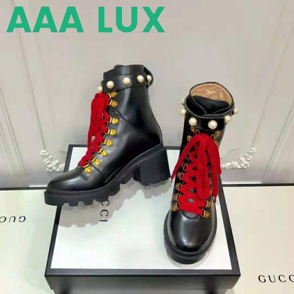 Replica Gucci Women Gucci Leather Ankle Boot in Black Shiny Leather 7.6 cm 4