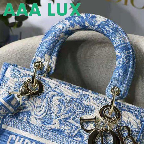 Replica Dior Women Small Dior Book Tote Cornflower Blue Dior Oblique Embroidery 9