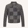 Replica Louis Vuitton Men Monogram Jacquard Fleece Zip-Through Jacket Polyester Black Slightly Loose Fit 15