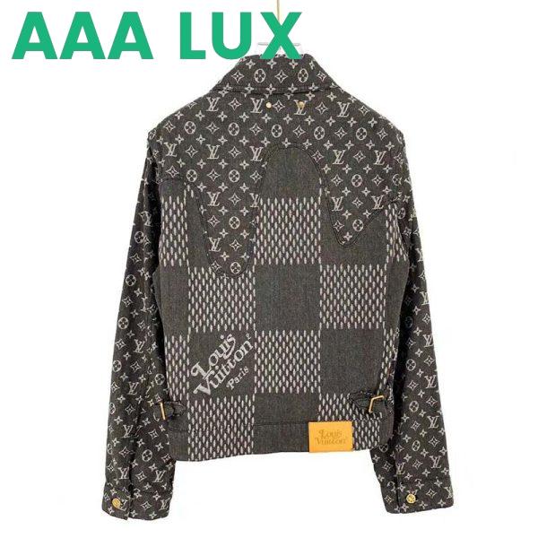 Replica Louis Vuitton Women Giant Damier Waves Monogram Denim Jacket Cotton Regular Fit-Black 4