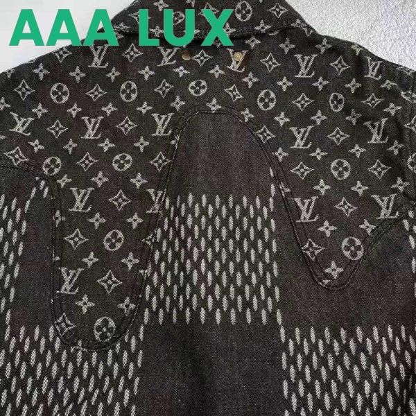 Replica Louis Vuitton Women Giant Damier Waves Monogram Denim Jacket Cotton Regular Fit-Black 7