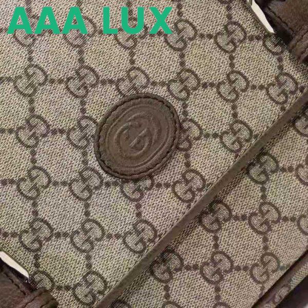 Replica Gucci Unisex GG Messenger Bag Beige Ebony GG Supreme Canvas Brown Leather 9