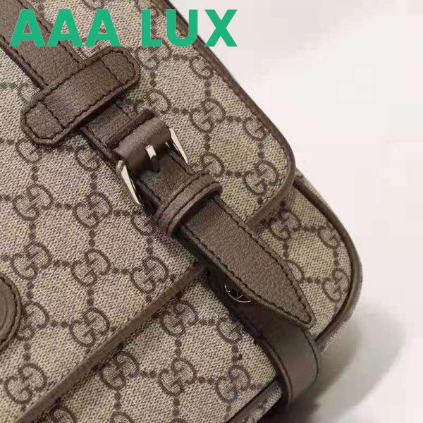 Replica Gucci Unisex GG Messenger Bag Beige Ebony GG Supreme Canvas Brown Leather 10